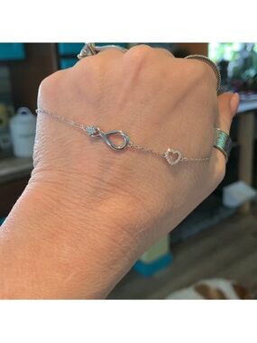 1.6 TCW 925 Sterling Silver Infinity & Heart Moissanite Bracelet -
